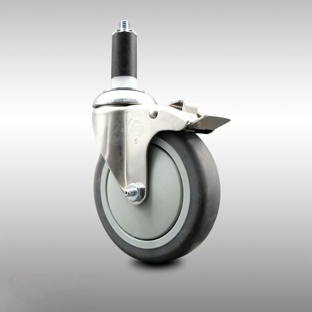 Service Caster 5 Inch 316SS Thermoplastic Rubber Swivel 1-1/4 Inch Stem Caster Lock Brake SCC SCC-SS316TTLEX20S514-TPRB-114